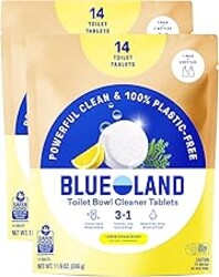 BLUELAND Toilet Bowl Cleaner Tablets, 2-Pack, 28 Count, Lemon Cedar, Plastic-Free, No Harsh Chemicals, Plant-Based