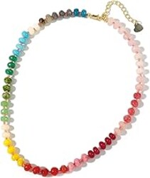 Gemstone Beaded Necklace for Women Colorful Natural Stone Freshwater Pearl Surfer Beach Rainbow Necklace Jewelry Gift