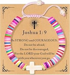 TOLOWOBK Handmade Gifts for Kids/Girls/Teens/Women-Cute Cross Bracelet First Communion Baptism Confirmation Graduation Gifts, Colorful Religious Bracelets Christian Jewelry Jesus Faith Trendy Stuff