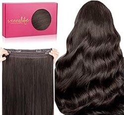 WENNALIFE Wire Hair Extensions (Increase 50% Lifespan) Real Human Hair 16 inch 95g Light Dark Brown Remy Wire Hair Extensions Invisible Transparent Fish Line Straight Real