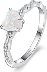 Yaresul 1.25ct Womens Heart Promise Ring, 925 Sterling Silver Heart Cut Created Emerald/Sapphire/Amethyst/Ruby/Cubic Zirconia/Opal Twisted Vine Engagement Ring for Women Size 5-10