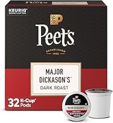 Peet's Coffee, Dark Roast Keurig K-Cup Pods, 100% Arabica Coffee - Major Dickason's Blend 32 Count (1 Box of 32 K-Cup Pods)