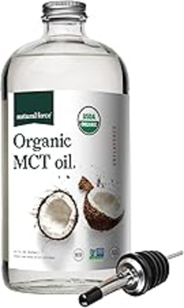 Natural Force Organic MCT Oil – Pure Glass Bottle – Made from 100% Virgin Coconut Oil + Certified Keto, Paleo, Kosher, Vegan & Non-GMO – Lab Tested for Quality and Purity - 32 Ounce