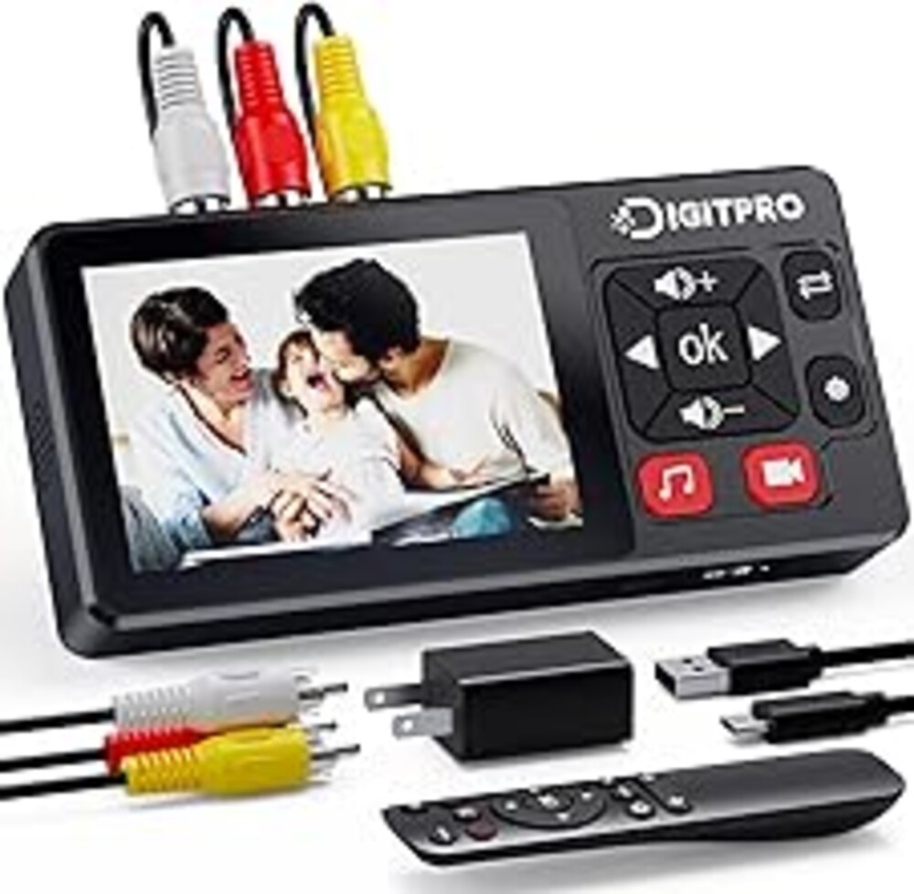 VHS to Digital Converter 2.0, HD Video to Digital Converter Recorder with Remote, Convert Record Analog Video Audio from VHS/VCR, DVR/DVD/Hi8/Mini DV/Camcorder/Gaming Consoles（Tapes Players Needed)