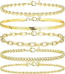 Extra Large Anklets for Women Waterproof, 14K Gold Plated Stack Anklets for Women Plus Size, 10"+2" Non Tarnish Large Ankle Bracelets for Women, Summer Big Ankles Set, Beach Bikini Vacation Jewelry