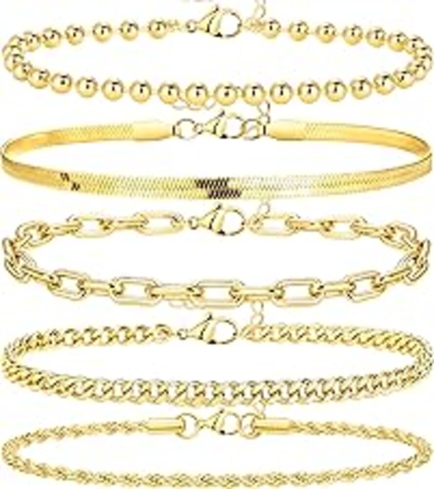 Extra Large Anklets for Women Waterproof, 14K Gold Plated Stack Anklets for Women Plus Size, 10"+2" Non Tarnish Large Ankle Bracelets for Women, Summer Big Ankles Set, Beach Bikini Vacation Jewelry