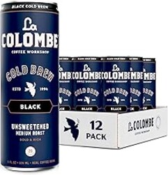 La Colombe Coffee, Cold Brew Black, Unsweetened, 11 fl oz Cans (Pack of 12), Coffeehouse Quality, Natural Sweetness, Specialty Grade Coffee Beans, Ready-to-Drink On-the-Go