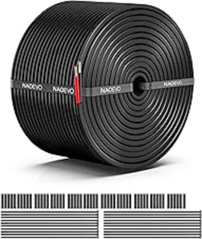NAOEVO 16 Gauge Wire 2 Conductor Electrical Wire, 16 AWG Stranded PVC Cord, 12V Low Voltage/Tinned Copper/Flexible Cable for Automotive Wiring, Lamp Cord, Marine Cable (50FT)