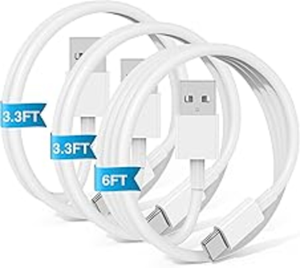 Car Carplay Cable for iPhone 17 16 15 Pro Plus Pro Max Air，3-Pack [3.3FT+3.3FT+6FT] USB A to USB C Cable for iPhone 17 16 15，for iPad Pro/Air/Mini，for Galaxy S25 S24，for MacBook Pro/Air and More