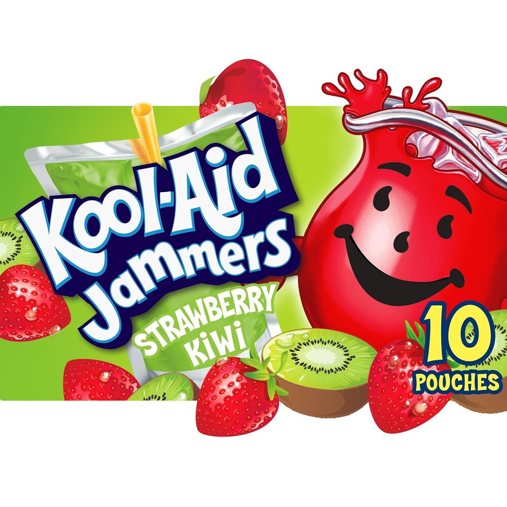 Kool-Aid Jammers Artificially Flavored Drink, 1 Pouches, for School Lunches and On-the-Go Hydration, Strawberry Kiwi Flavor, Excellent Source of Vitamin C, 6 fl oz