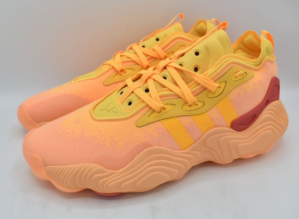 Adidas Mens Size 10.5 Trae Young 3 Acid Orange Spark Basketball Sneakers Shoes