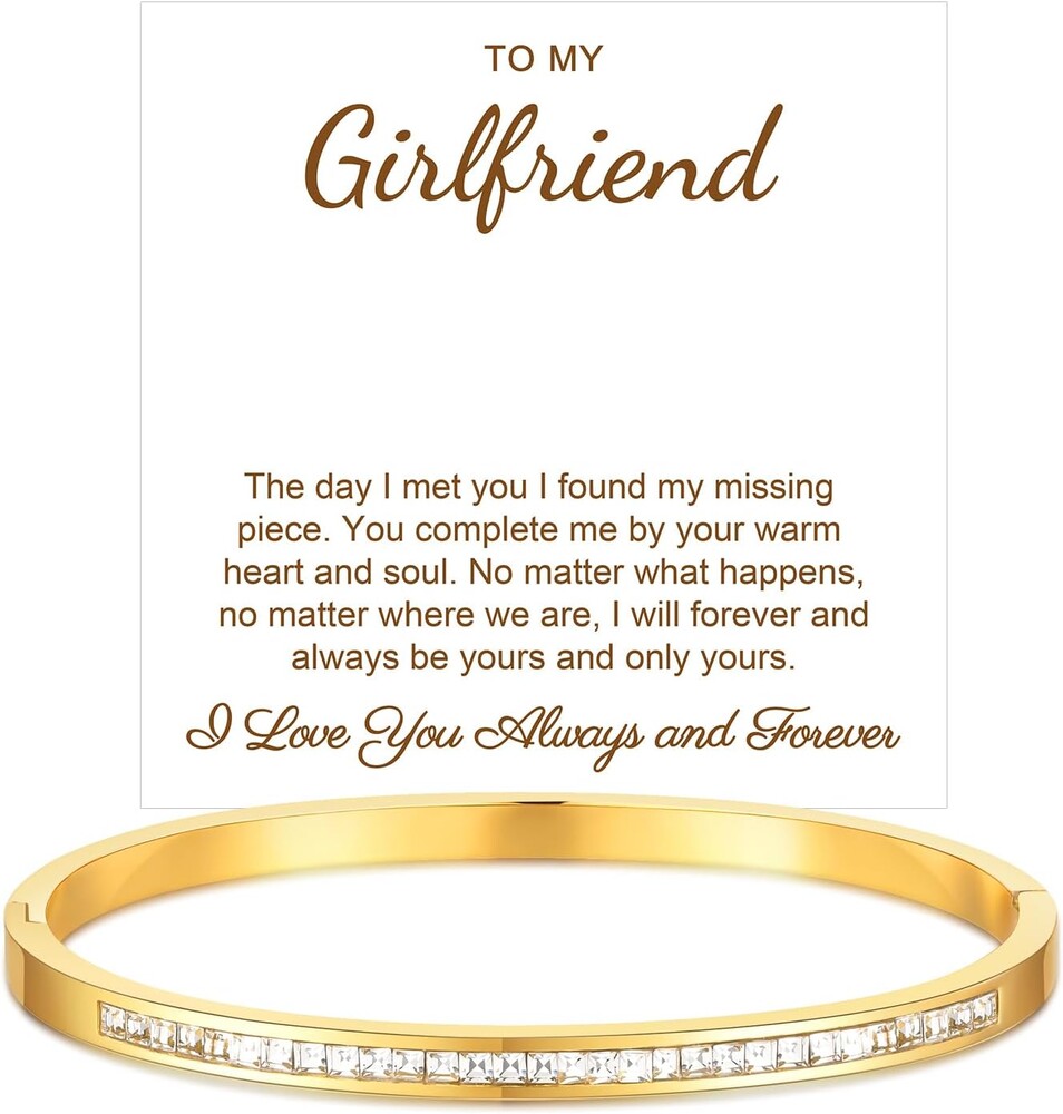 Gold Bangle Bracelets for Women - 18K Gold Plated Cubic Zirconia Bangle Bracelet，Classic Crystal Tennis CZ Bracelet Tendy Jewelry Party Christmas Birthday Valentine's Day Gifts for Her Girlfriend Wife
