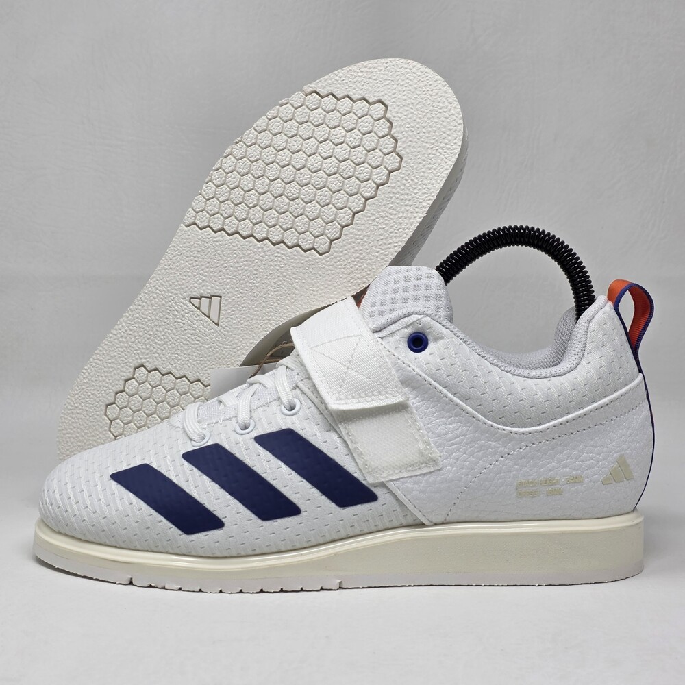 Adidas Powerlift 5 Weightlifting Shoes Men"s Size 5 White Blue Orange JP9878 New