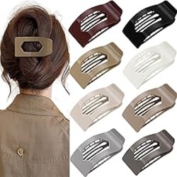 8 Pack Flat Hair Clips for Women – Glossy Neutral No-Slip Flat Claw Clips for Thick & Thin Hair, Large Strong Hold Square Rectangle Hair Accessories for Work & Stylish Fall Outfits