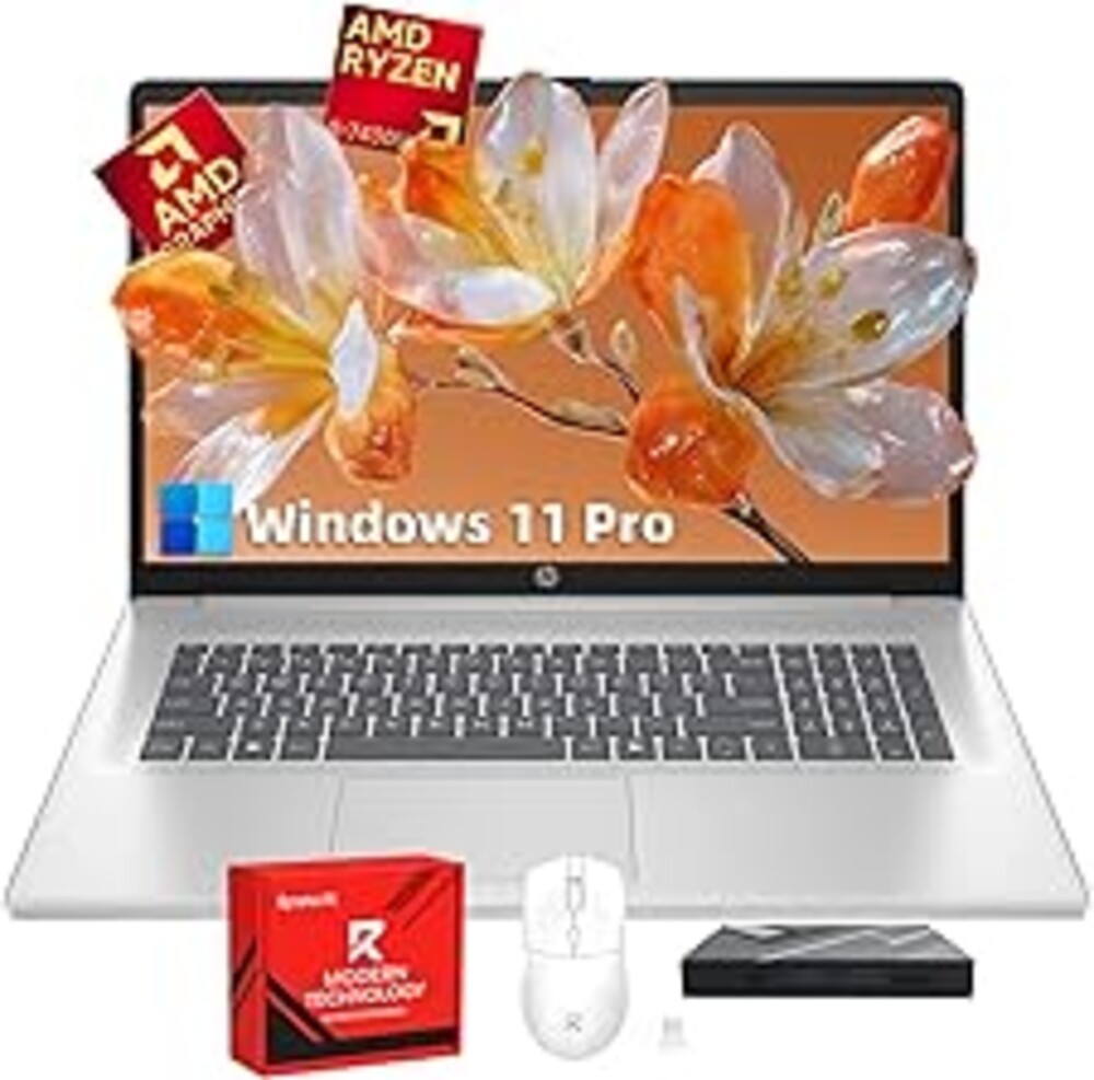 HP 17 Touchscreen Business Laptop - 17.3" Anti-Glare HD+ Display, Windows 11 Pro, Copilot Computer, AMD Ryzen 5 7430U (up to 4.3GHz), Backlit Keyboard, Wi-Fi 6, Fast Charge | 16GB RAM + 512GB SSD
