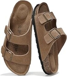 Project Cloud 100% Genuine Leather Flat Sandals For Women 2026 Cork Footbed Womens Sandals with Memory Foam and arch support Vacation Essentials Slides for Women Footwear (Venita)