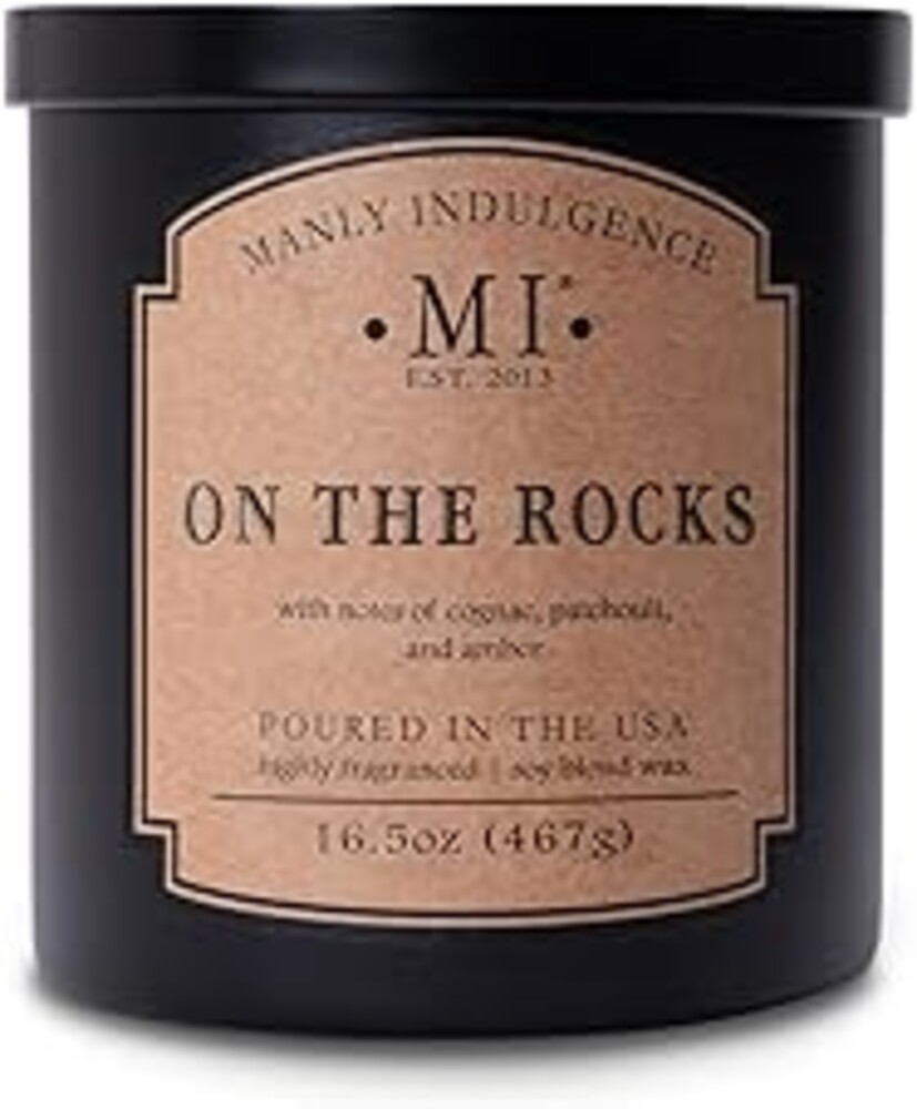 Manly Indulgence On The Rocks Scented Candles for Men, 2 Wick, 16.5 oz, Premium Soy Blend Wax, 60H Burn, Candles for Home Scented - Made in The USA