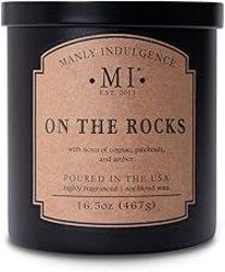 Manly Indulgence On The Rocks Scented Candles for Men, 2 Wick, 16.5 oz, Premium Soy Blend Wax, 60H Burn, Candles for Home Scented - Made in The USA