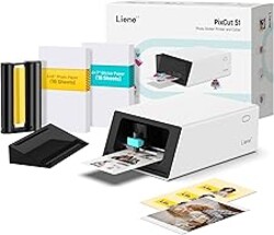 Liene PixCut S1 Color Sticker Printer & Cutting Machine - All-in-One Sticker Maker for DIY Crafts, Custom Labels & Gifts. Thermal Dye-Sublimation Photo Printer, 300 DPI, Precise AI Auto-Cutting