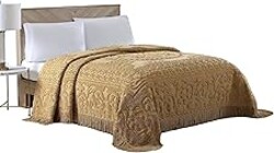 Beatrice Home Fashions Medallion Chenille Bedspread, Twin, Gold