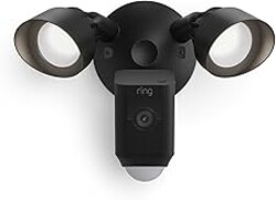 Ring Floodlight Cam Wired Plus (newest model), Outdoor home or business security with motion-activated 1080p HD video and floodlights, Black