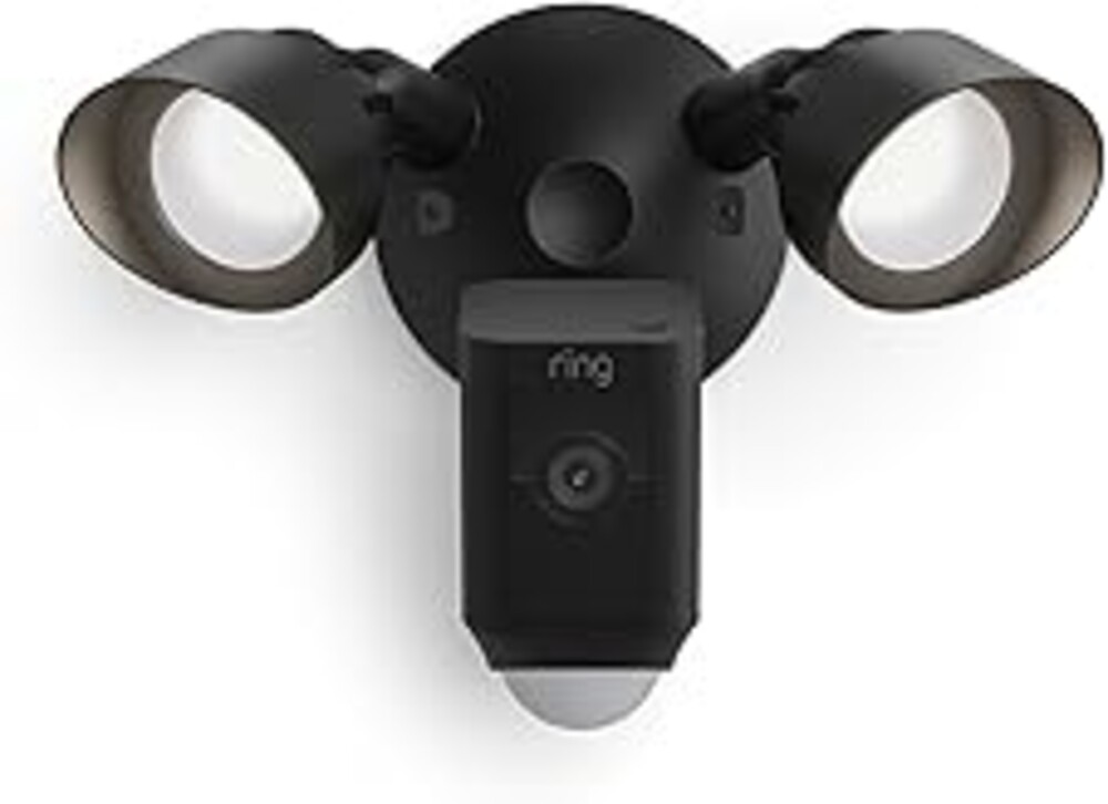 Ring Floodlight Cam Wired Plus (newest model), Outdoor home or business security with motion-activated 1080p HD video and floodlights, Black