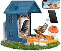 Smart Bird Feeder with Camera Solar Powered in Outdoor Backyard :2K HD Video, AI-Powered Recognition Identifies 11000+ Species, Instant Capture and Notifications,Ideal Gift for Mom Dad Bird Lovers