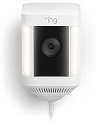 Ring Spotlight Cam Plus, Plug-In (newest model), Home or business security with HD video, Two-Way Talk, Color Night Vision, and Security Siren, White | HD video, Two-Way Talk, Color Night Vision, Security Siren