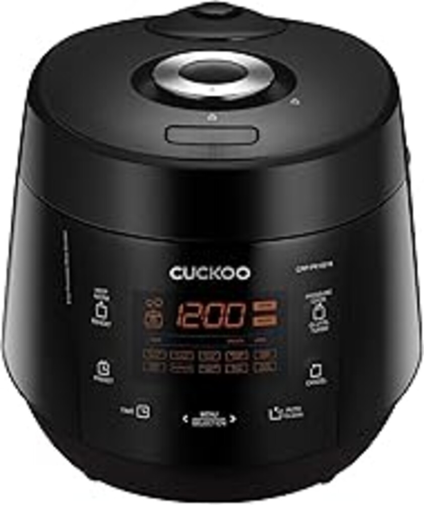 CUCKOO High Pressure Rice Cooker 10-Cup Uncooked / 20-Cup Cooked with Nonstick Inner Pot, Large Rice Maker with 13 Menu Options and Steam Plate, Fuzzy Logic Tech, Auto Clean, Black (CRP-PK1001S)