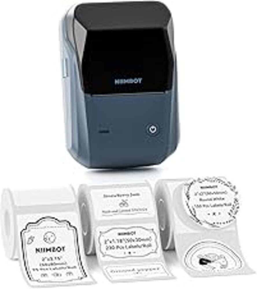 NIIMBOT B1 Label Maker Machine, Thermal Label Printer Easy to Use for Office, Home, Business, Came with 3 Roll White Labels(Blue)