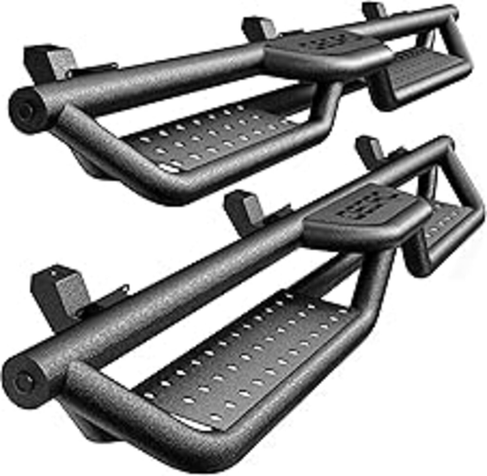 OEDRO Running Boards with Two Stairs Design All-Steel Build, Bolt-on Side Steps Compatible with 2018-2026 Jeep Wrangler JL 4 Door, Black Powder Coated Nerf Bar