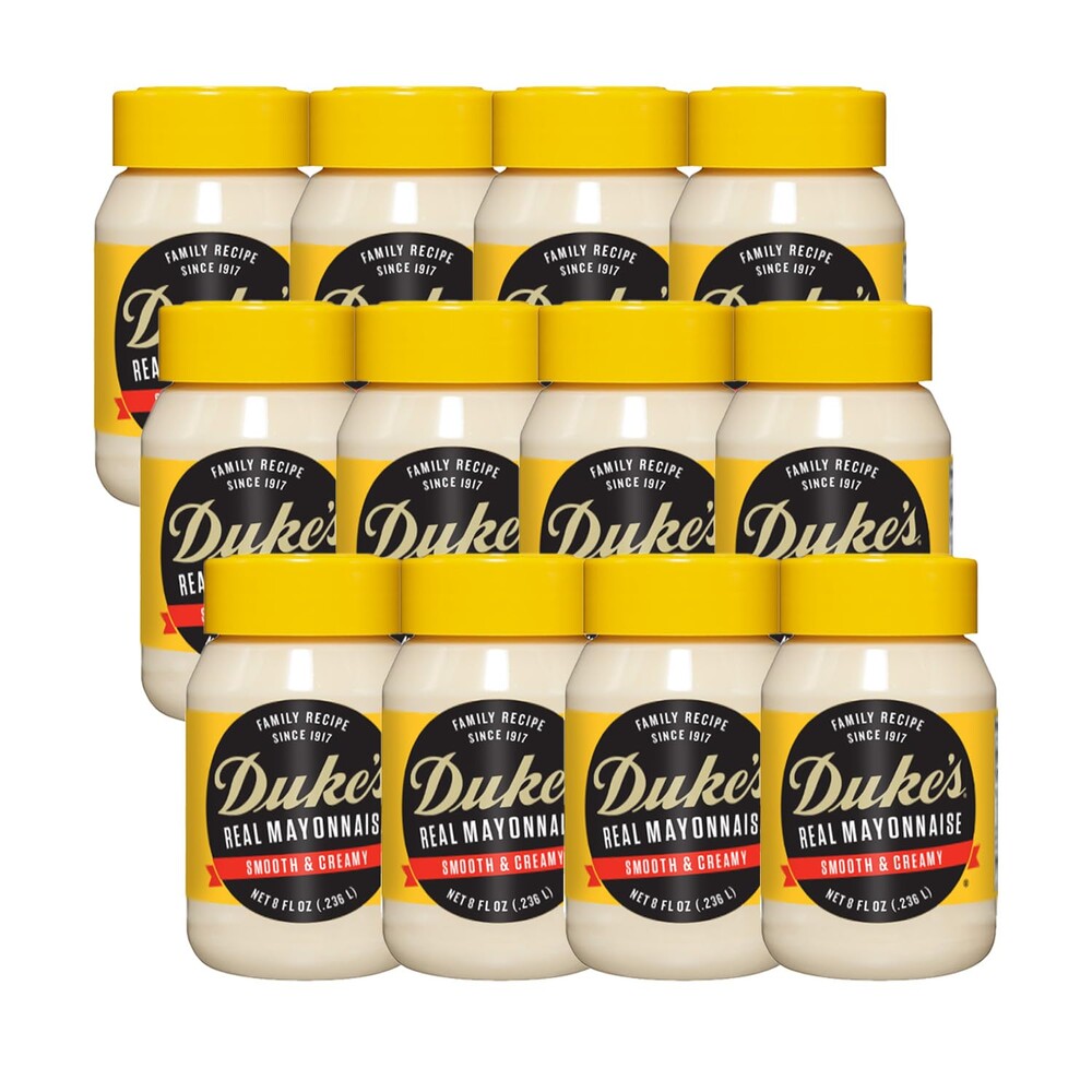 Duke’s Real Mayonnaise Jar – Original Smooth & Creamy Taste, 8 Ounce (Pack of 12)
