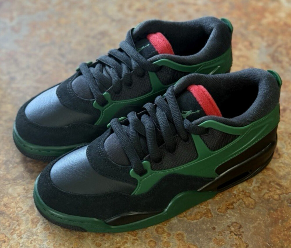 Nike Air Jordan 4 RM Shoes Sneakers Youth Size 6.5Y Black Green Red FQ7938-003