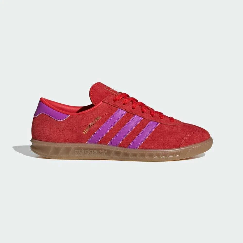 adidas Originals Hamburg Womens Size 10.5 Red Purple Burst Gum Shoes IH5461 NEW