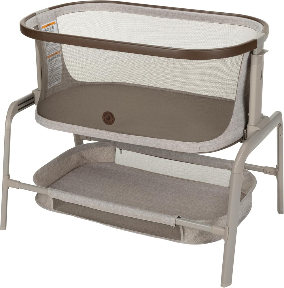 Maxi-Cosi Iora Baby Bassinets Bedside Sleeper, Portable Bassinet, Infant Bedside Sleeper Crib, Height Adjustable, Breathable Mesh, Large Storage Basket, Truffle