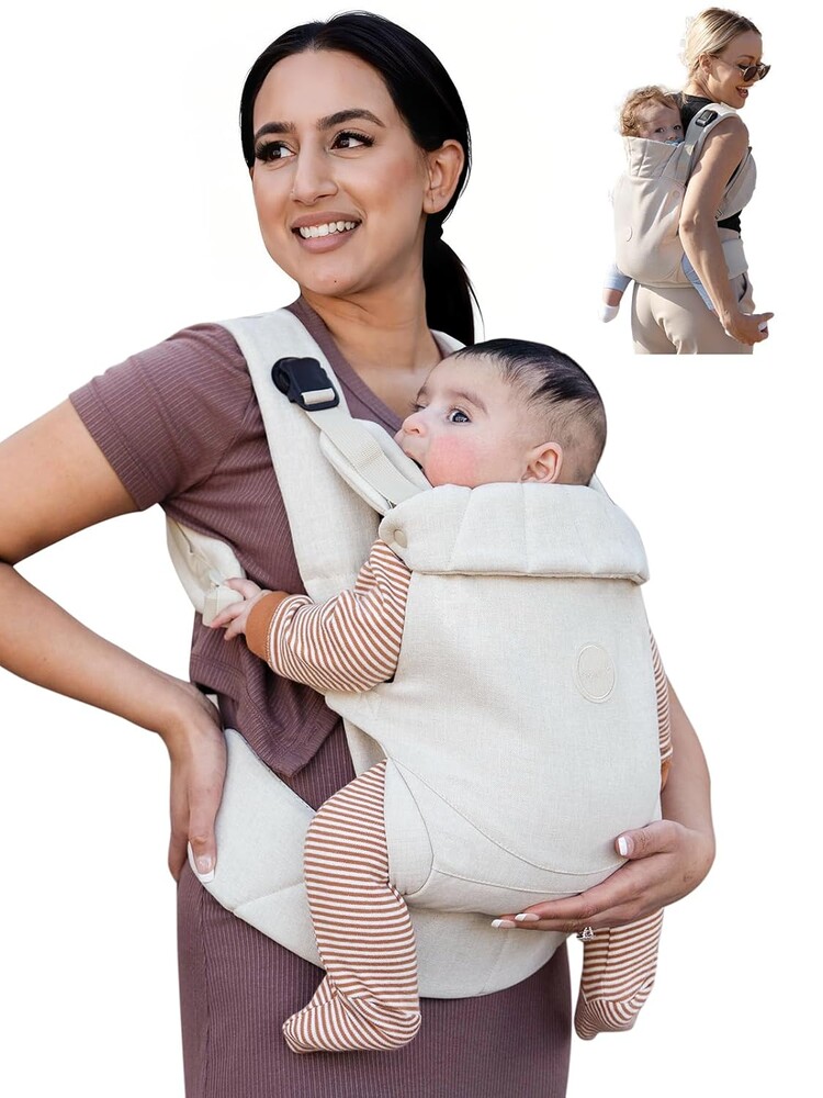 GROWNSY Baby Carrier, One-Click Release Clasp for Easy to Wear, Cozy Wraps Carrier Newborn to Toddler with Head Support(7-44lbs), Ergonomic & Lightweight for Infant to Toddler, Cream