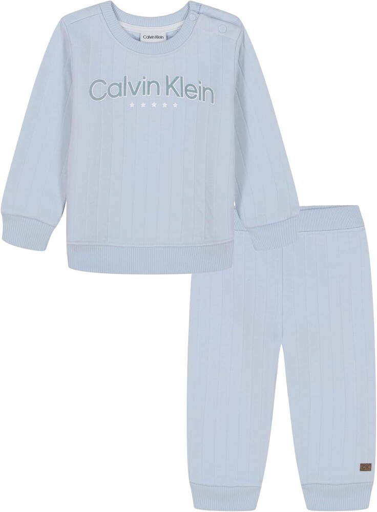 Calvin Klein baby-boys 2-piece Knit Set, Long Sleeve Shirt With Jogger Pants