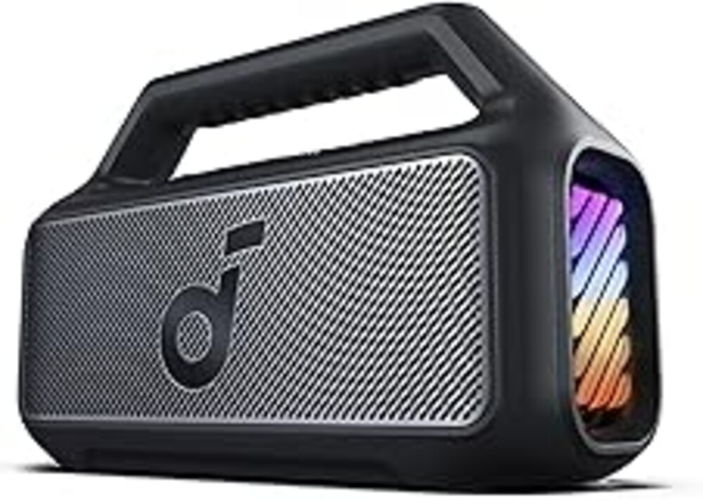 Soundcore Boom 2 By Anker, Outdoor Speaker, 80W, Subwoofer, BassUp 2.0, 24H Playtime, IPX7 Waterproof, Floatable, RGB Lights, USB-C, Custom EQ, Bluetooth 5.3, Portable for Camping and Beach - Black