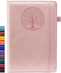 BIYUNRO Lined Journal Notebook for Women & Men, Hardcover Leather Journals for Writing, Diary, Journaling, Bible, Work & Travel, A5 (Pink)