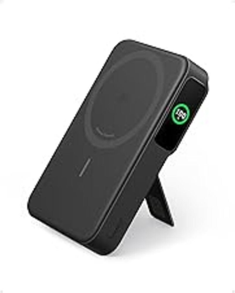 Anker MagGo Power Bank, Qi2 Certified 15W Ultra-Fast MagSafe-Compatible Portable Charger, 10,000mAh Battery Pack with Smart Display and Foldable Stand, For iPhone 15/14/13/12 Only(USB-C Cable Include)