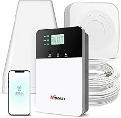 Hiboost Cell Phone Signal Booster for Home Office and Multi Room, Covers up to 8000 Sq Ft with 2 Indoor Antennas, Boost 5G 4G LTE for All US Carriers (Verizon, AT&T, T-Mobile etc), FCC & App Support