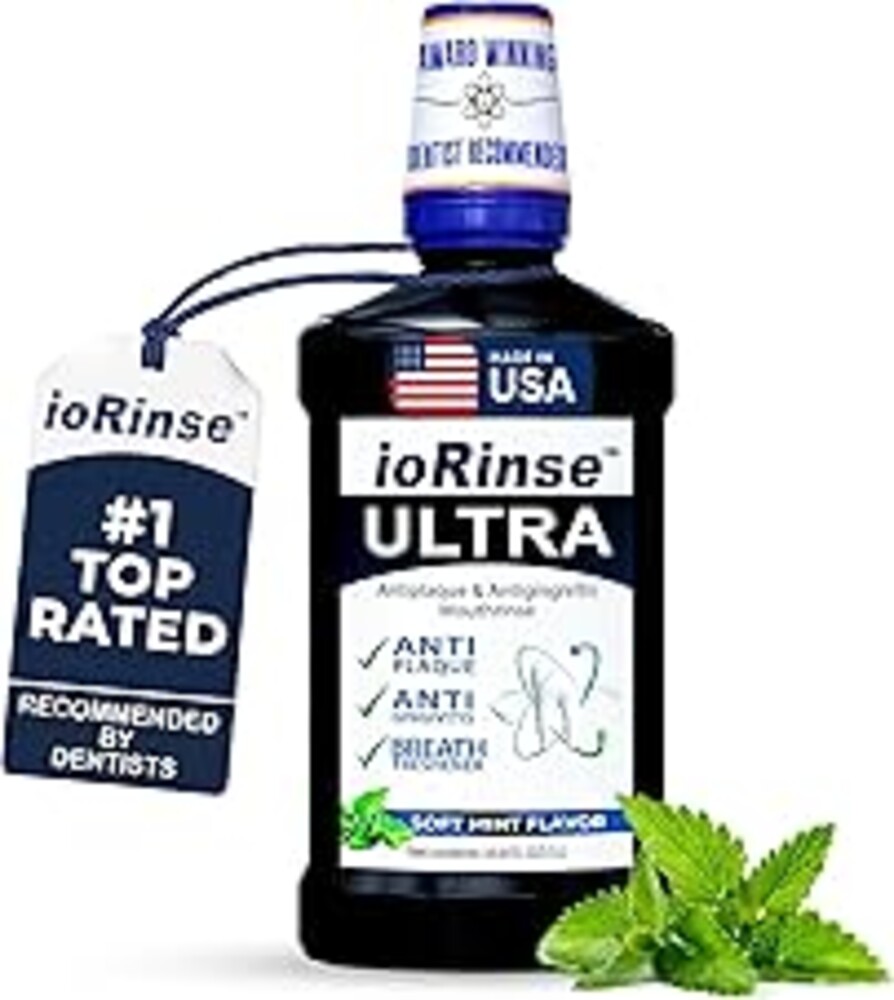 ioRinse Ultra Periodontal Rinse & Gum Mouthwash, Alcohol Free Mouth Rinse for Gum Disease, Fights Gingivitis, Plaque & Bad Breath, Bleeding Gums mouthwash with Molecular Iodine & Xylitol, 1L