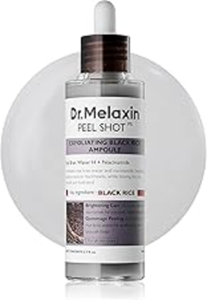 Dr.Melaxin Peel Shot Glow Black Rice Peeling Ampoule – AHA BHA Daily Chemical Exfoliant with Rice Water & Niacinamide, Glass Skin Texture for Dead Skin & Dull Complexion, Korean Skincare 2.7 fl.oz