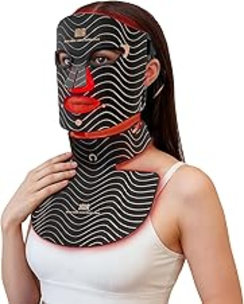 Red Light Therapy Mask for Face & Neck – 4 Light Modes with 850nm NIR, Red, Yellow & Blue LED Light Therapy, 2600mAh Rechargeable LED Face Mask for Anti-Aging, Skin Firming & Radiant Glow at Home