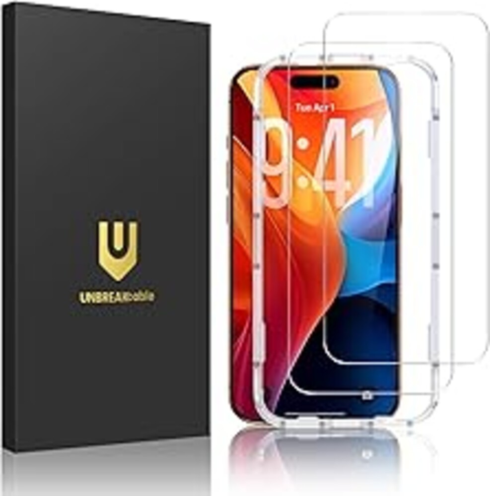 UNBREAKcable 2-Pack Screen Protector for iPhone 17 Pro Max, Military-Grade Shatterproof Tempered Glass [9H+ Hardness] [Easy Installation Frame] [99.99% HD Clear] for Apple iPhone 17 Pro Max