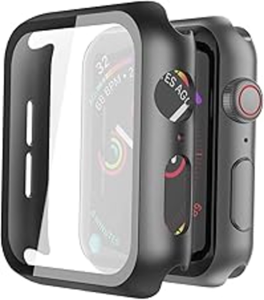 Misxi 2 Pack Hard PC Case with Tempered Glass Screen Protector Compatible with Apple Watch SE 3 (2025) SE 2 SE Series 6 Series 5 Series 4 44mm, Black