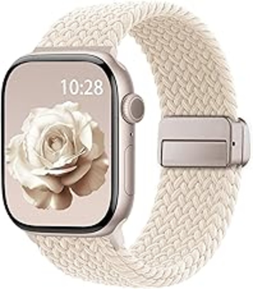 Braided Stretchy Band Compatible with Apple Watch Bands 38mm 40mm 41mm 42mm 44mm 45mm 46mm 49mm Women Men, Soft Nylon Solo Loop Magnetic Sport Strap for iWatch Series 11 10 9 8 7 6 5 4 3 2 1 SE Ultra
