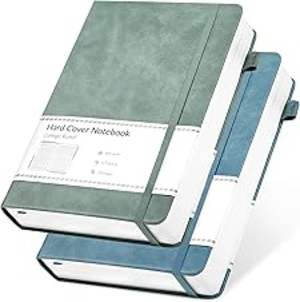 CAGIE Journals Notebooks for Women Men 2 Pack: Journaling Notebooks Journals for Writing Work Leather Diary Hardcover A5 Thick Note Taking Green& Blue