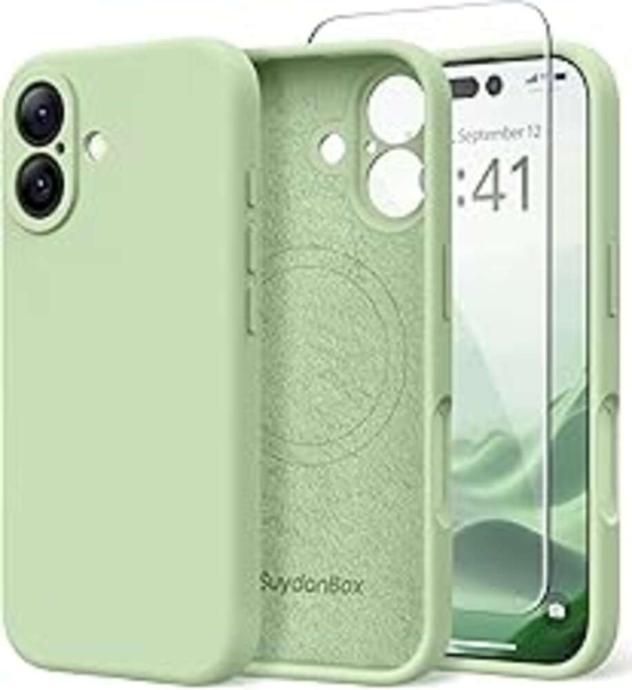 SuydanBox Magnetic for iPhone 17 Case, Compatible with MagSafe, [Full Camera Protection][Screen Protector] Silicone Shockproof Protective Phone Case for iPhone 17 6.3", Matcha