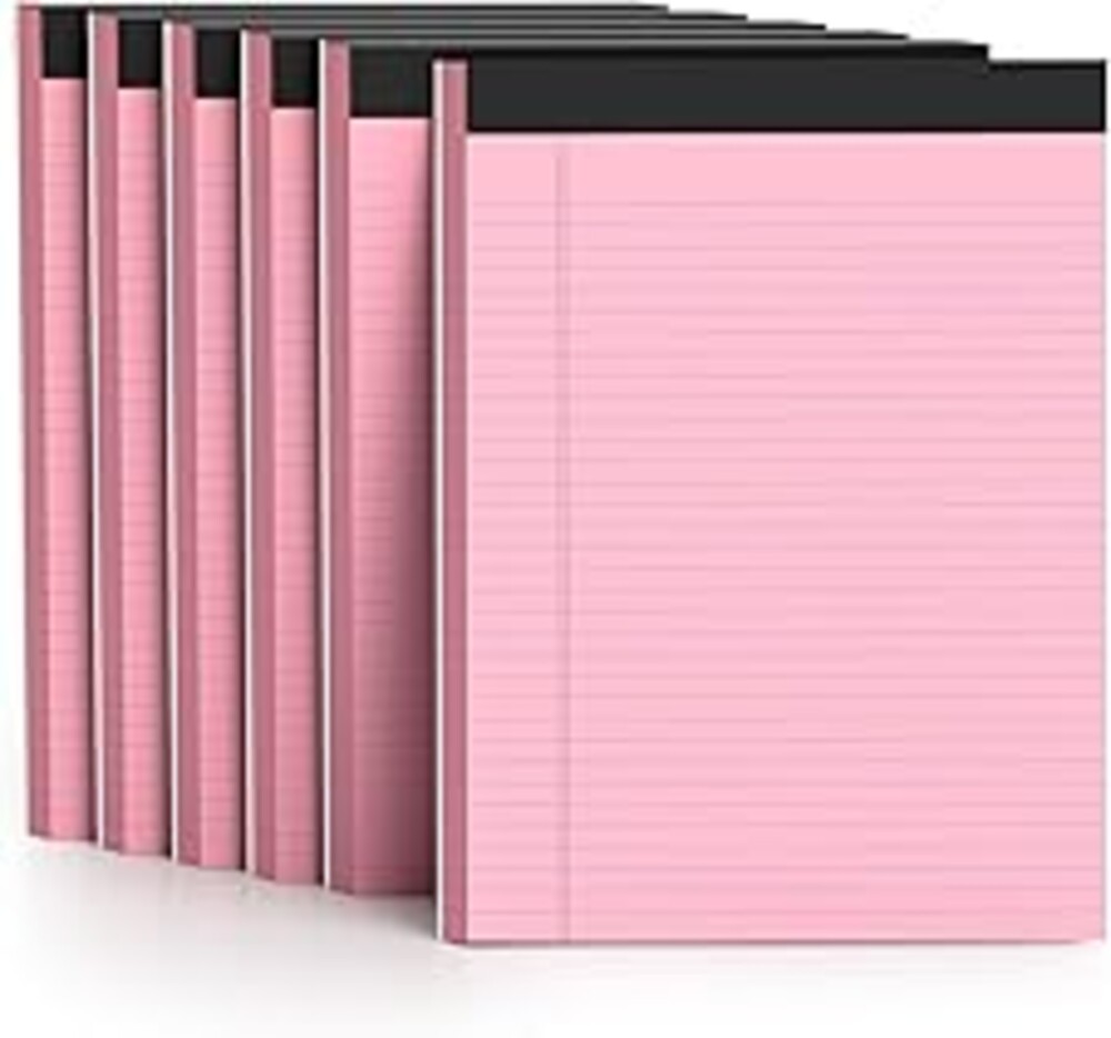 AILZFEI 8.5 x 11 Inch Pink Legal Pads, 6-Pack College Ruled Paper Note Pads Narrow Ruled Notepad Perforated Writing Pad 8.5x11 Pads of Paper 300 Sheets